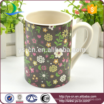 2014 China Wholesale ceramic mug factory With Flower Design